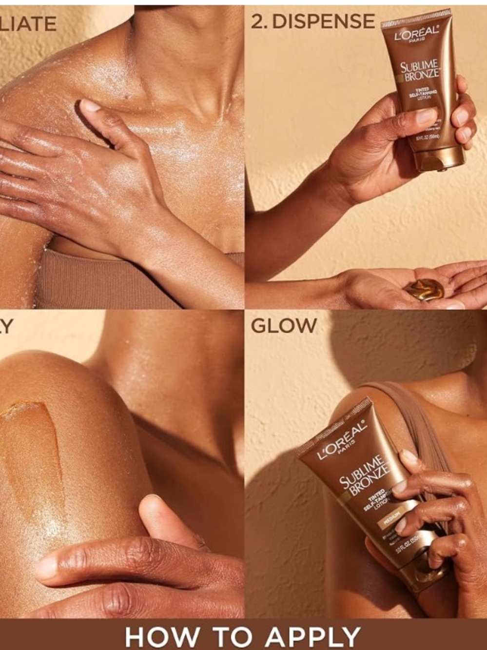 Two L'Oréal Sublime Bronze Tinted Self-Tanning Lotion - Bronze and Gold Accents - Picture 5 of 8